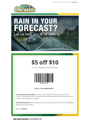 O'Reilly Auto Parts - [Coupon Inside] Rain in the forecast?