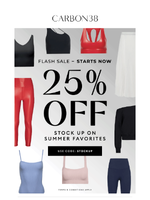 Carbon38 - The Summer Stock Up Event: 25% off 🛍️