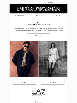 Armani - The Summer Sale continues: up to 40% off