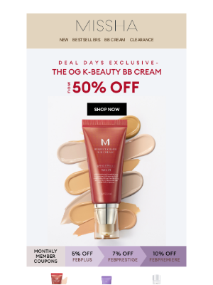 MISSHA - This is it 👏👏 50% off BB Creams Happening Now