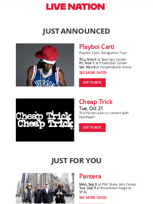 Your Upcoming Concert Lineup: Playboi Carti, Cheap Trick, Pantera