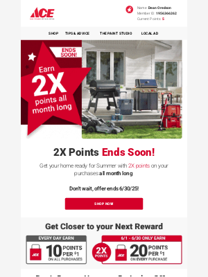 Ace Hardware - ⏰❗ FINAL DAYS for 2X Points