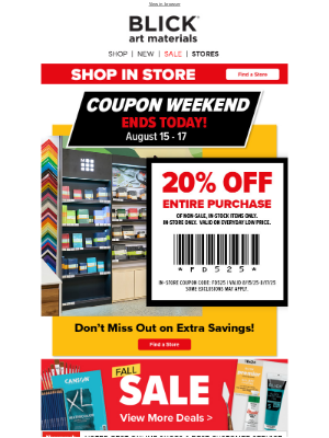 Blick Art Materials - 20% Off Coupon | LAST DAY!