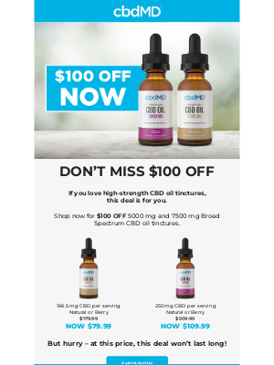 cbdMD - Hurry! $100 OFF Won’t Last Long!