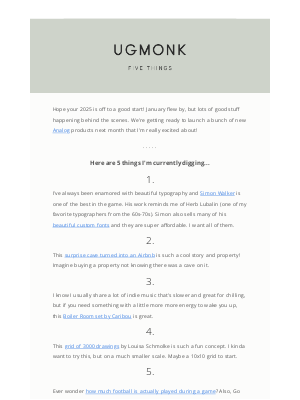 Ugmonk - 5 things I'm digging – January edition