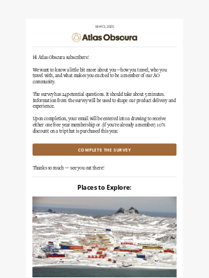 Atlas Obscura - Your opinion matters: Atlas Obscura survey