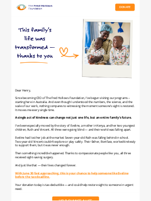 The Fred Hollows Foundation - This family’s life was transformed — thanks to you