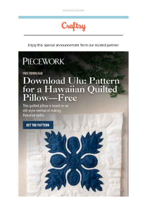 Bluprint - Download Ulu: Pattern for a Hawaiian Quilted Pillow—Free