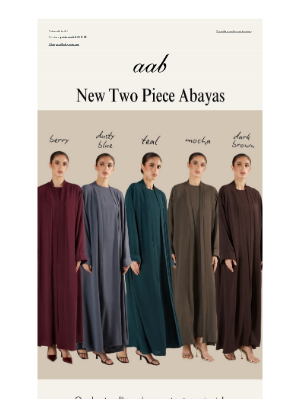 Aab - New Two Piece Open Abaya Sets