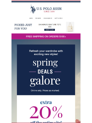 U.S. Polo Assn. - 🌸 Spring Deals Galore! Extra 20% Off + $10-$30 Finds!