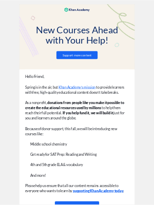Khan Academy - 🎒 How you help us get ready for back-to-school (already!)