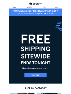 Sperry - Free Standard Shipping Ends TONIGHT!