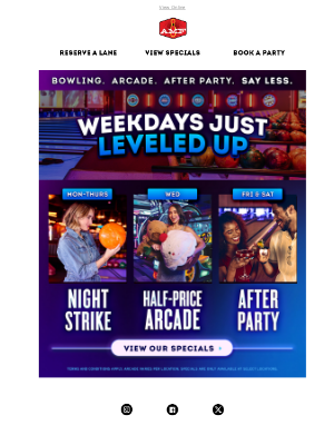 Bowlero - The Best Deals ALL Week Long: Bowling, Vibes, And Half-Price Bragging Rights 🤩