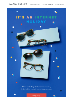 Cyber Monday email example from Warby Parker