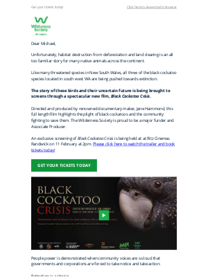 The Wilderness Society - SCREENING: Black Cockatoo Crisis