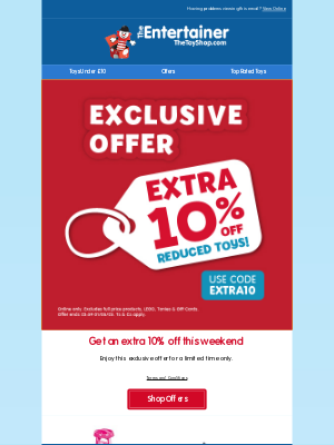 The Entertainer (United Kingdom) - Extra 10% off? Yes please! 🎉