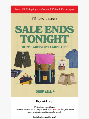 Topo Designs - ⏰ Ends Tonight: Up to 40% OFF