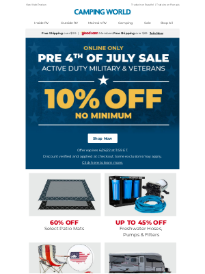 Gander Mountain - 60% off Select Patio Mats, 50% off Patriotic Gear & More