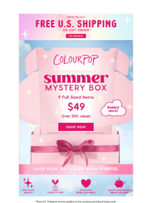 ColourPop Cosmetics - $49 Mystery Box 📦 Plus, FREE U.S shipping ENDS TONIGHT
