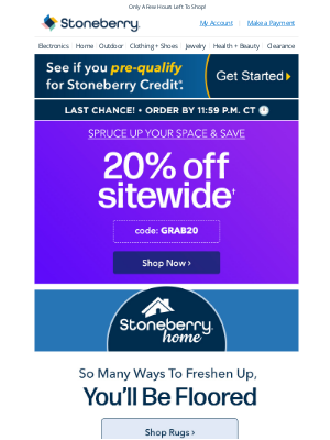 Stoneberry - Last Chance! 20% Off Floorcare & More ⏰