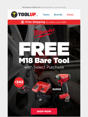 Toolup - NEW FREE Milwaukee Tool or Battery Deals Available