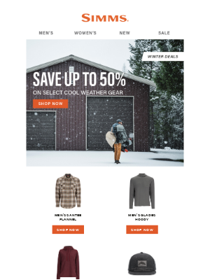 Simms Fishing Products - Winter Deals: Savings up to 50%