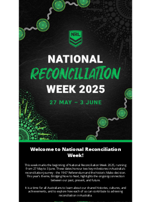 NRL - National Rugby League - National Reconciliation Week, Bridging Now to Next 💚