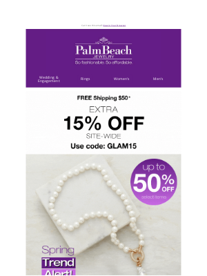 PalmBeach Jewelry - You’ve Earned 15% Off Site-Wide!