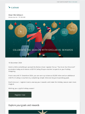 Cathay Pacific Airways - Last chance: Unlock USD85 in vouchers and 5,500 bonus miles