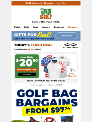 Rock Bottom Golf - ENDS TONIGHT⌛ 15% OFF + $5 or FREE GUARANTEED Shipping 🎁 GOLF BAG DEALS Dad NEEDS!