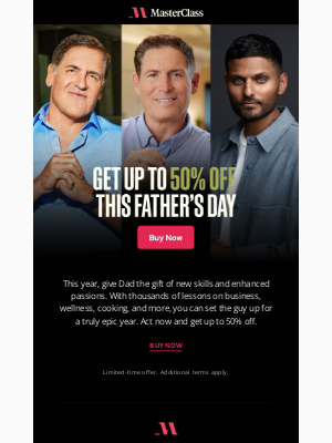 MasterClass - Get 50% off this Father’s Day