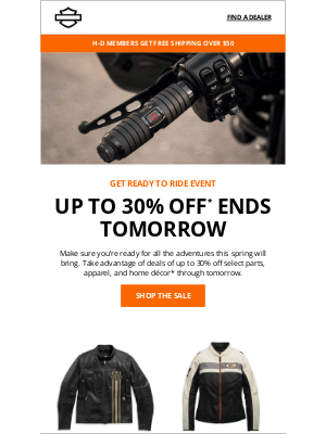 Harley-Davidson - Up to 30% off* ends tomorrow ⏳