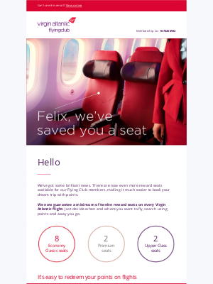 Virgin Atlantic (UK) - Introducing guaranteed reward seats on every flight