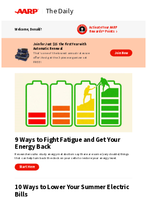 AARP - The Daily — 9 Ways to Fight Fatigue and Get Your Energy Back