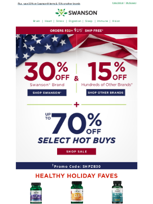 Swanson Health Products - Save up to 70% on hot buys this Memorial Day weekend!