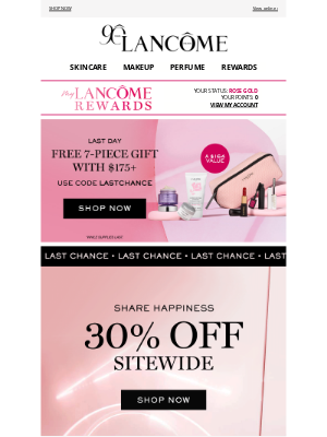 Lancome - 🍂 FREE 7-Piece Gift + 30% OFF Ends Tonight! 🍂