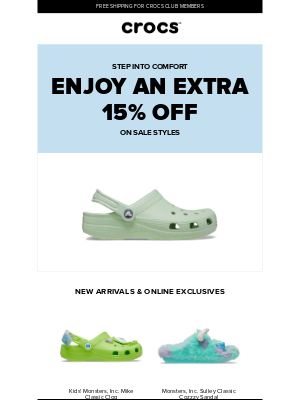 Crocs - Prices have dropped! Plus, an extra 15% Off!