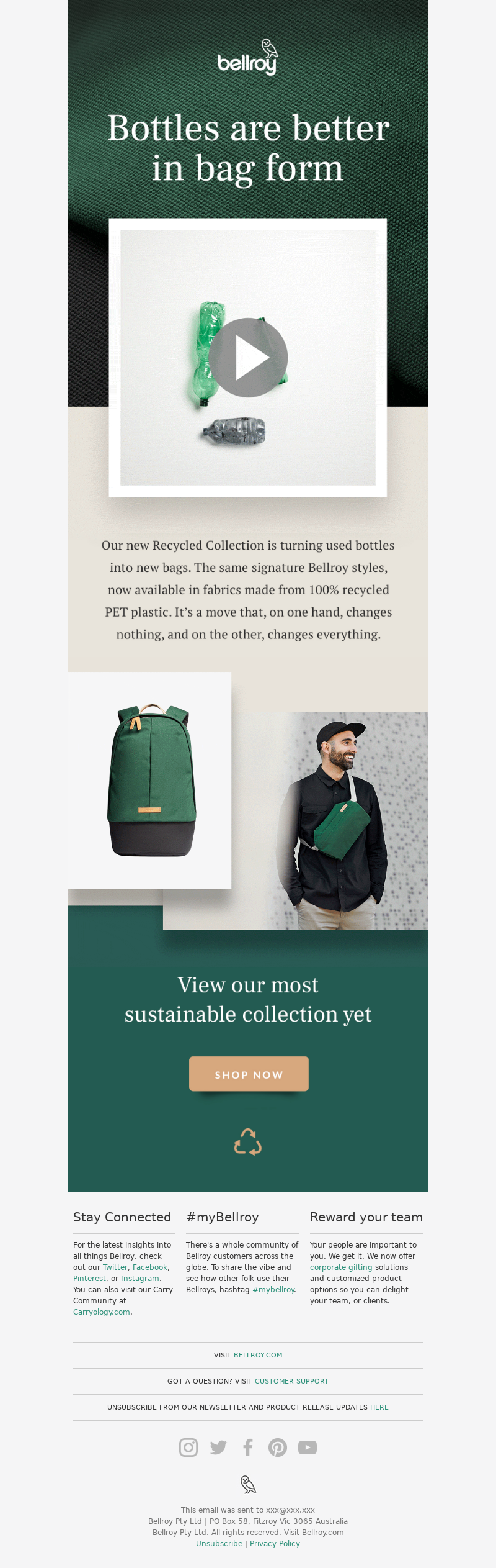 Bellroy - ♻️We're turning used plastic bottles into new Bellroy bags