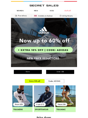 Secret Sales (United Kingdom) - EXTRA 10% OFF adidas! Styles you ❤️ for less