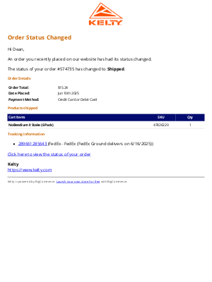 Kelty - Your Kelty Order Has Been Updated (#574735)