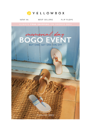 Yellow Box Shoes - Last Day to Save: BOGO 50% Off Flip-flops & Sandals ⏰