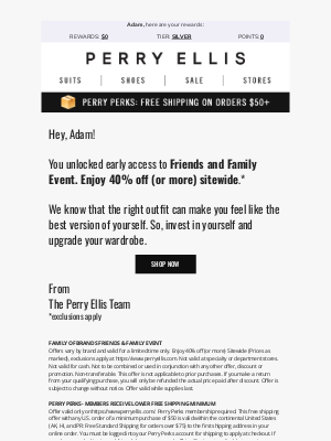 Perry Ellis - Your VIP Invite: Friends & Family Early Access
