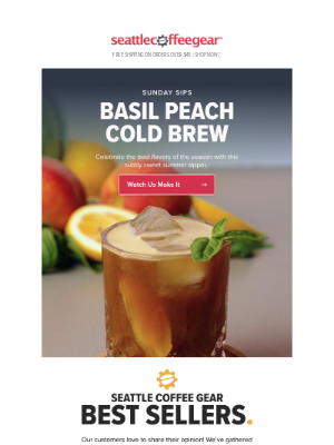 Seattle Coffee Gear - Sunday Sips: Basil Peach Cold Brew