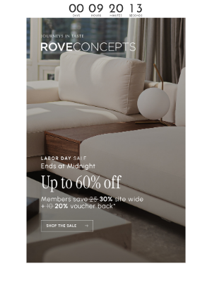 Rove Concepts - Final Hours: Labor Day — Up to 60% Off Timeless Design