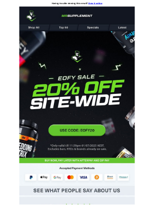Mr supplement (Australia) - 💰 The EOFY Sale begins! Get 20% OFF for a limited time! 💰