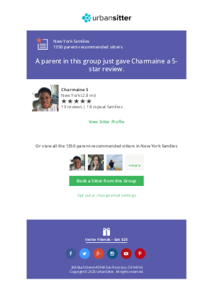 UrbanSitter - A parent in the New York families group just rated Charmaine 5-stars