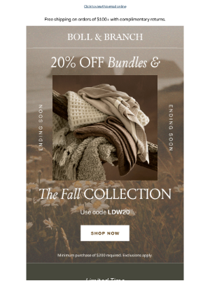 Boll & Branch - Say goodbye to Labor Day savings❗