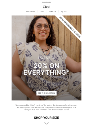 Zizzi Fashion - 20% off everything for ANOTHER day 🔥
