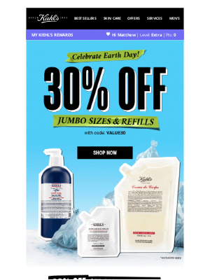 Kiehl's USA - 💚Last Chance! 30% Jumbos & Refills Online & In-Store💚