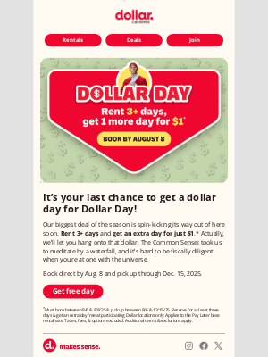 Dollar Rent A Car - 🚨Last chance! Get a $1 day for Dollar Day!